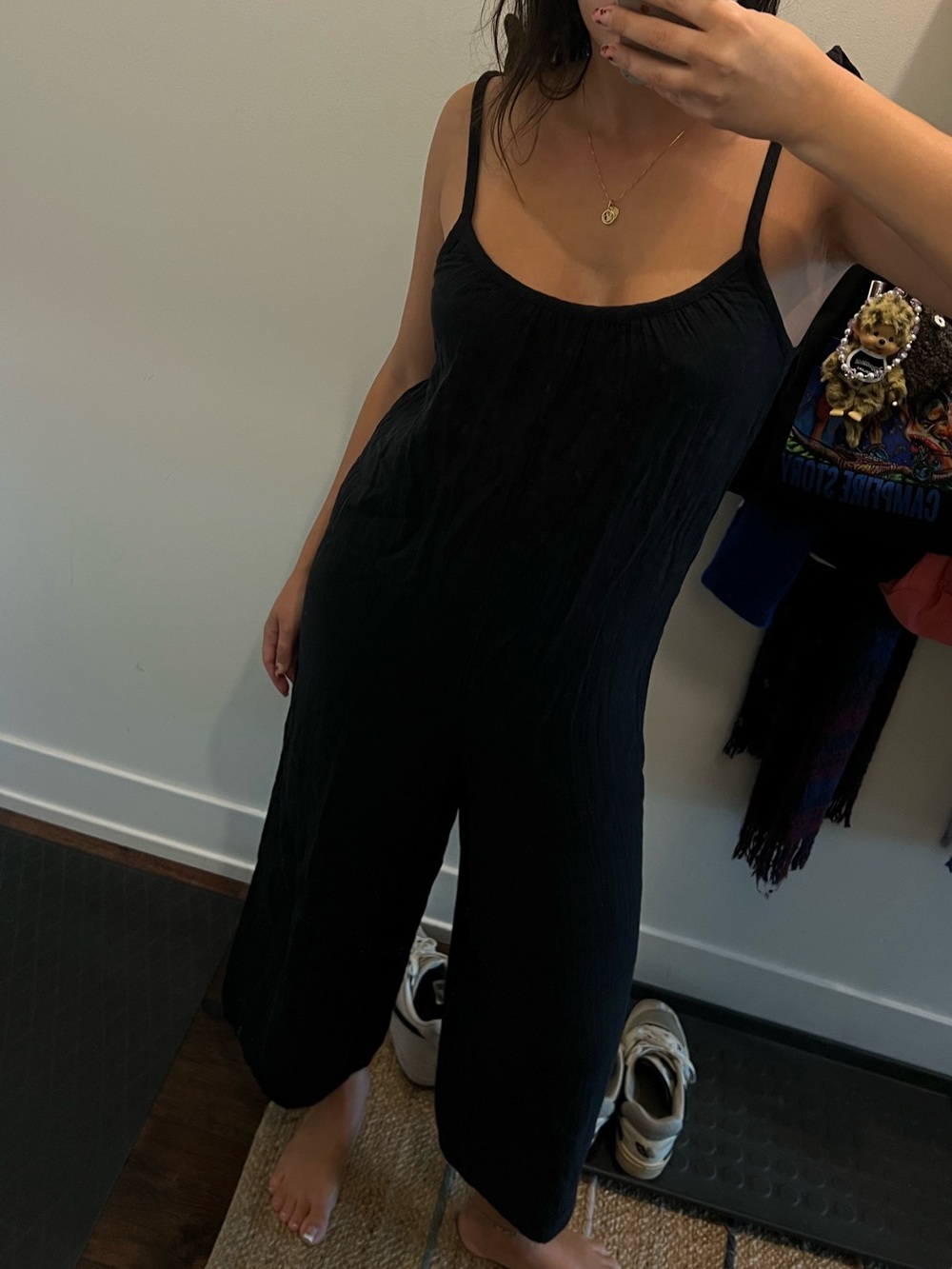 Wilfred free Black Muslin Cotton Tied-Strap Wide-Leg Jumpsuit